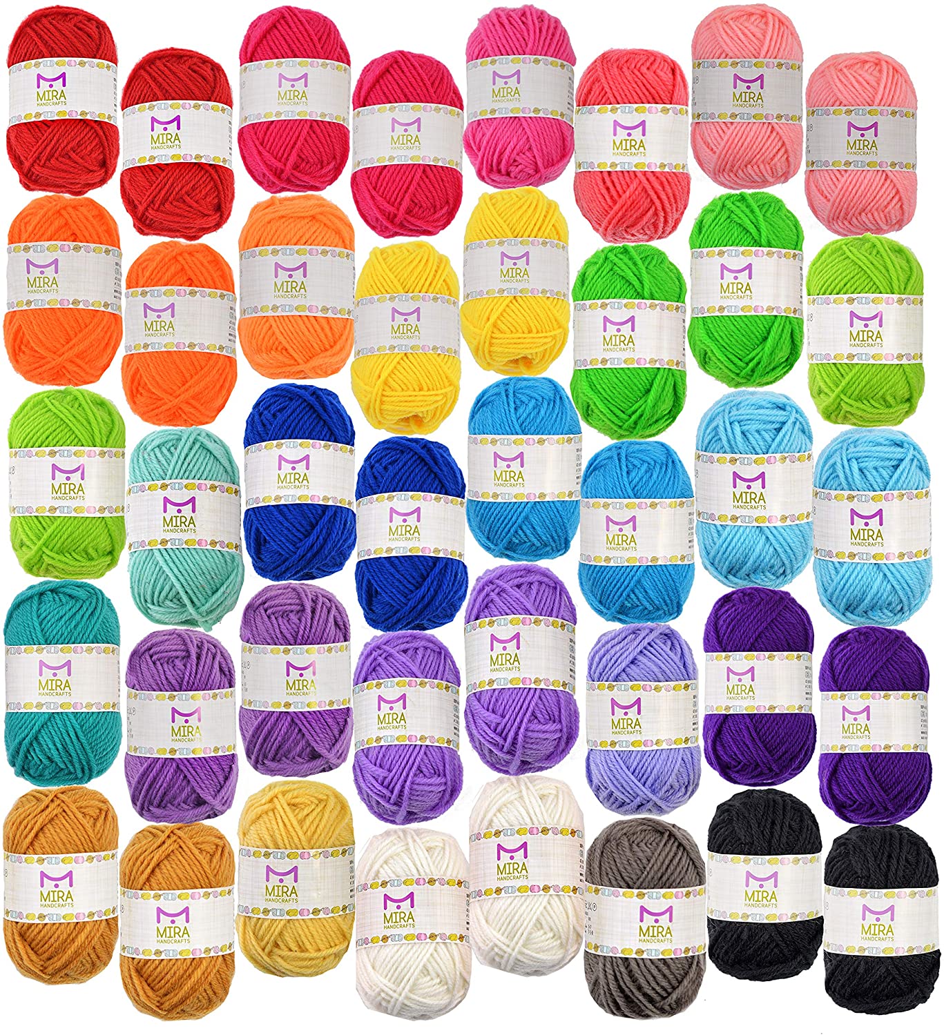 40 Assorted Colors Acrylic Yarn Skeins with 7 E-Books - Perfect Yarn f – Mira  Handcrafts